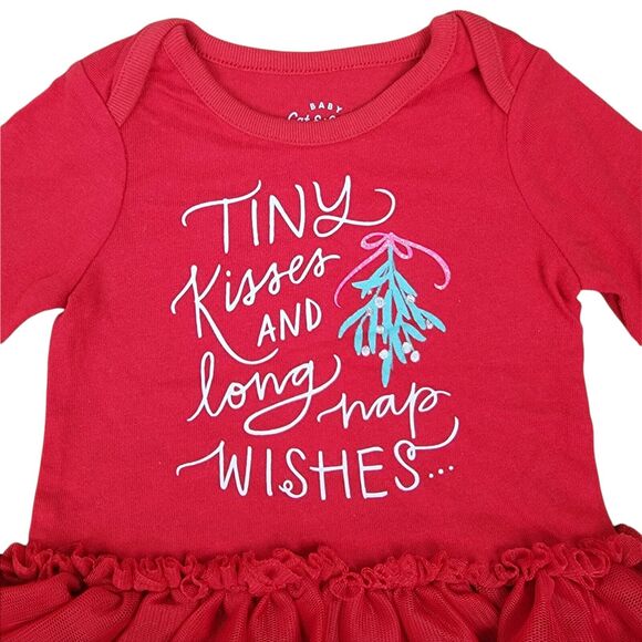 Cat & Jack Christmas Bodysuit Girls Sz‎ 6/9M Red Tulle Skirt 1 Pc Holiday Outfit - Picture 2 of 7